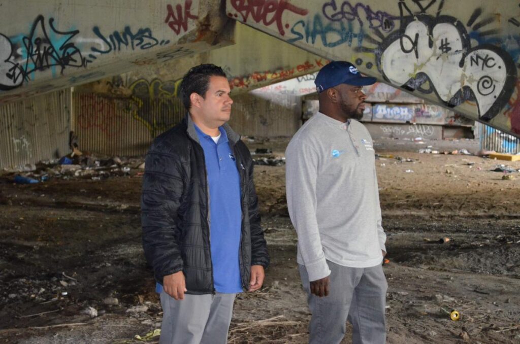 Juan Rivera (left), Program Director, and Issa Asiedo (right), Outreach Coordinator, for the BronxWorks Homeless Outreach Team.