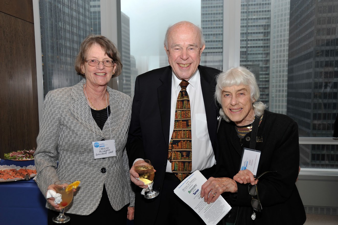 Judith Leonard (right) at the 2012 BronxWorks Annual Gala with her husband Deane (center) and then-Executive Director ﻿Carolyn McLaughlin (left).